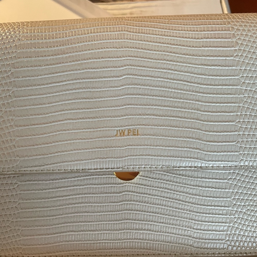 JW PEI Mini Flap Bag Ivory Lizard + Card Case